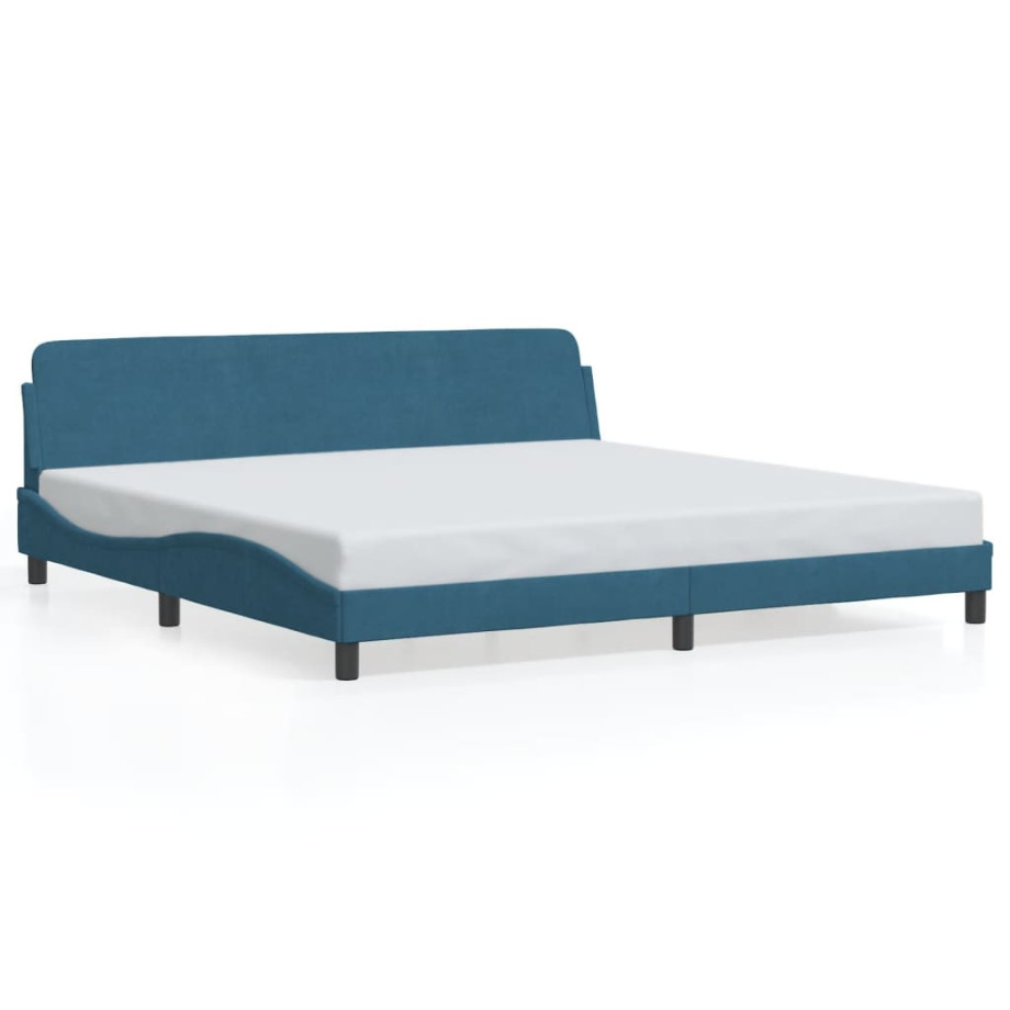 vidaXL Bedframe met hoofdeinde fluweel blauw 200x200 cm afbeelding 1