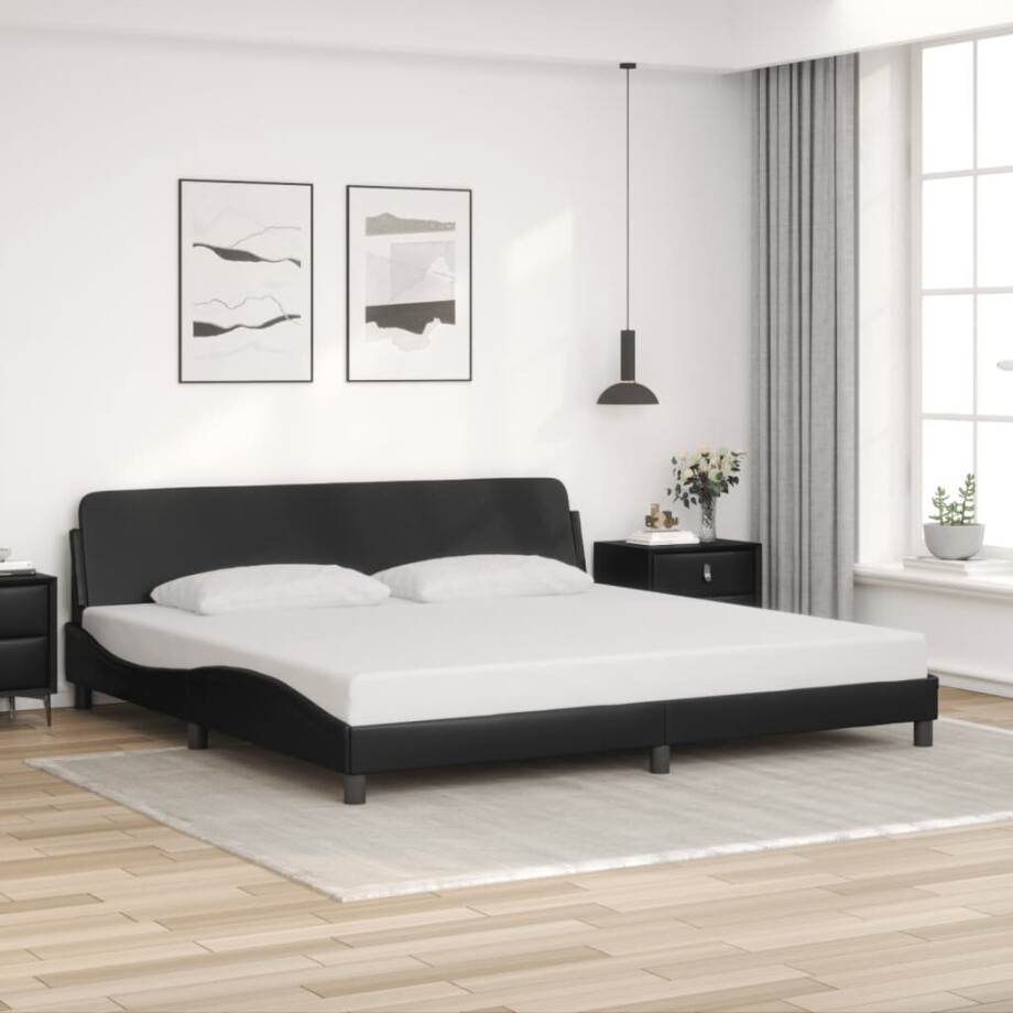 vidaXL Bedframe "Dover" kunstleer zwart 200x200 cm vidaXL Bedframe "Dover" kunstleer zwart 200x200 cm afbeelding 1