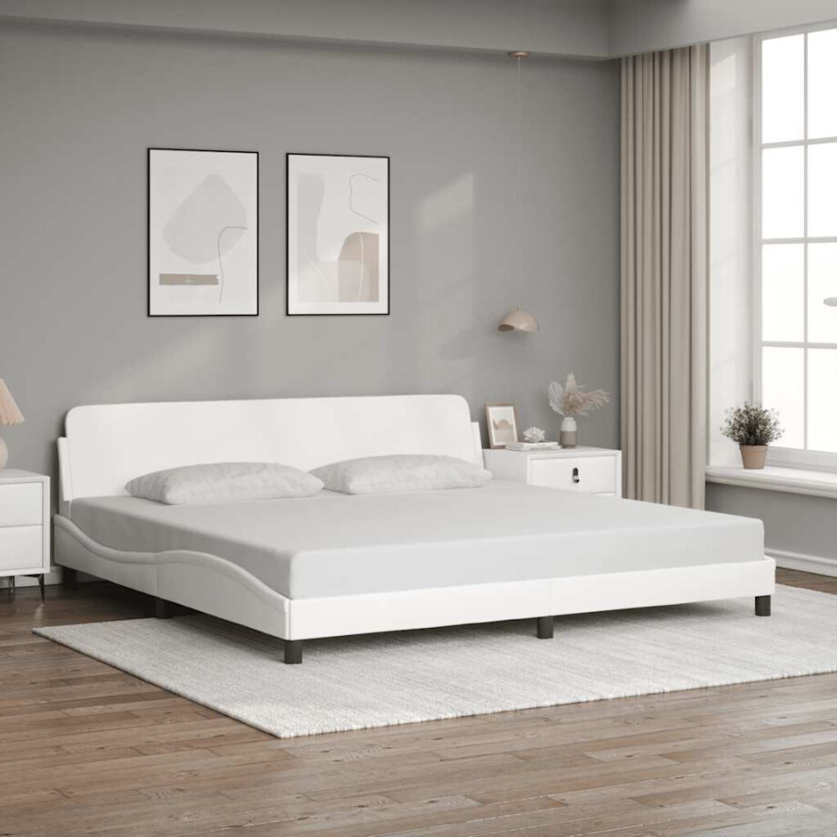 vidaXL Bedframe "Dover" kunstleer wit 200x200 cm vidaXL Bedframe "Dover" kunstleer wit 200x200 cm afbeelding 1