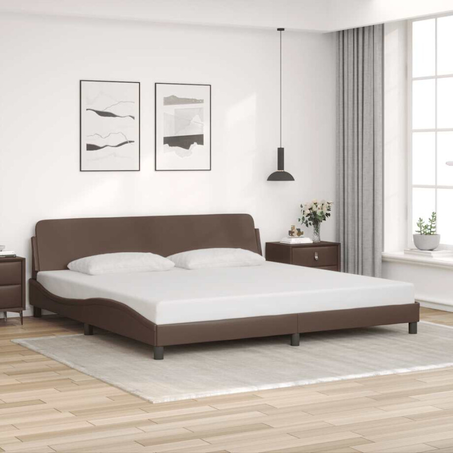 vidaXL Bedframe "Dover" kunstleer bruin 200x200 cm afbeelding 1