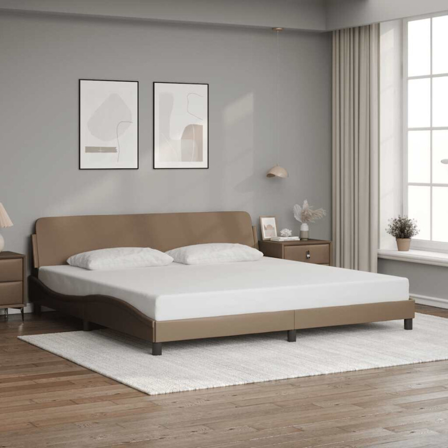 vidaXL Bedframe "Dover" kunstleer cappuccinokleurig 200x200 cm afbeelding 1