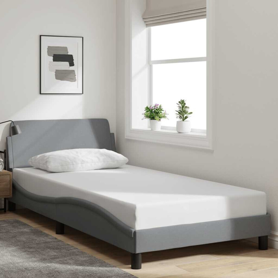vidaXL Bedframe "Dover" stof lichtgrijs 100x190 cm afbeelding 1