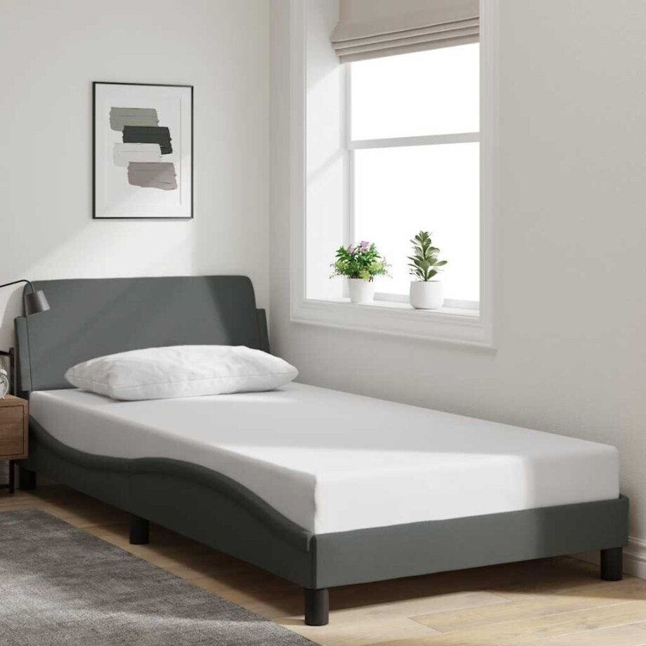 vidaXL Bedframe "Dover" stof donkergrijs 100x203 cm afbeelding 1