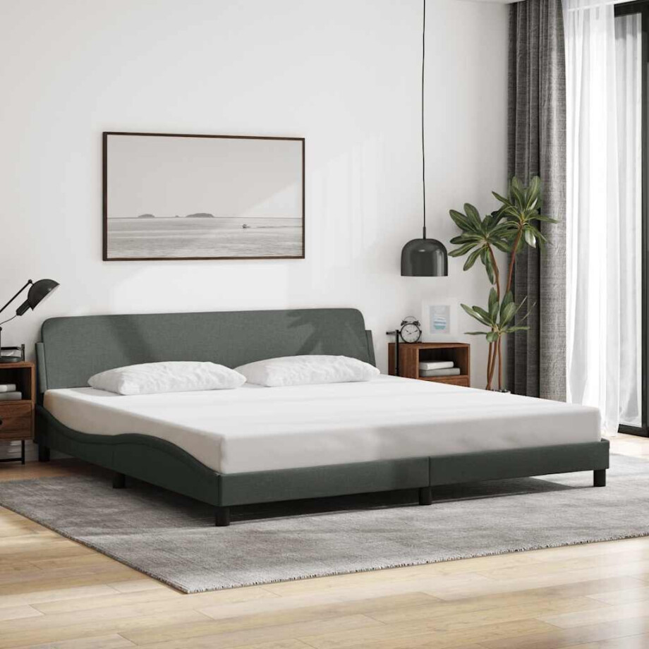 vidaXL Bedframe "Dover" stof donkergrijs 193x203 cm afbeelding 1