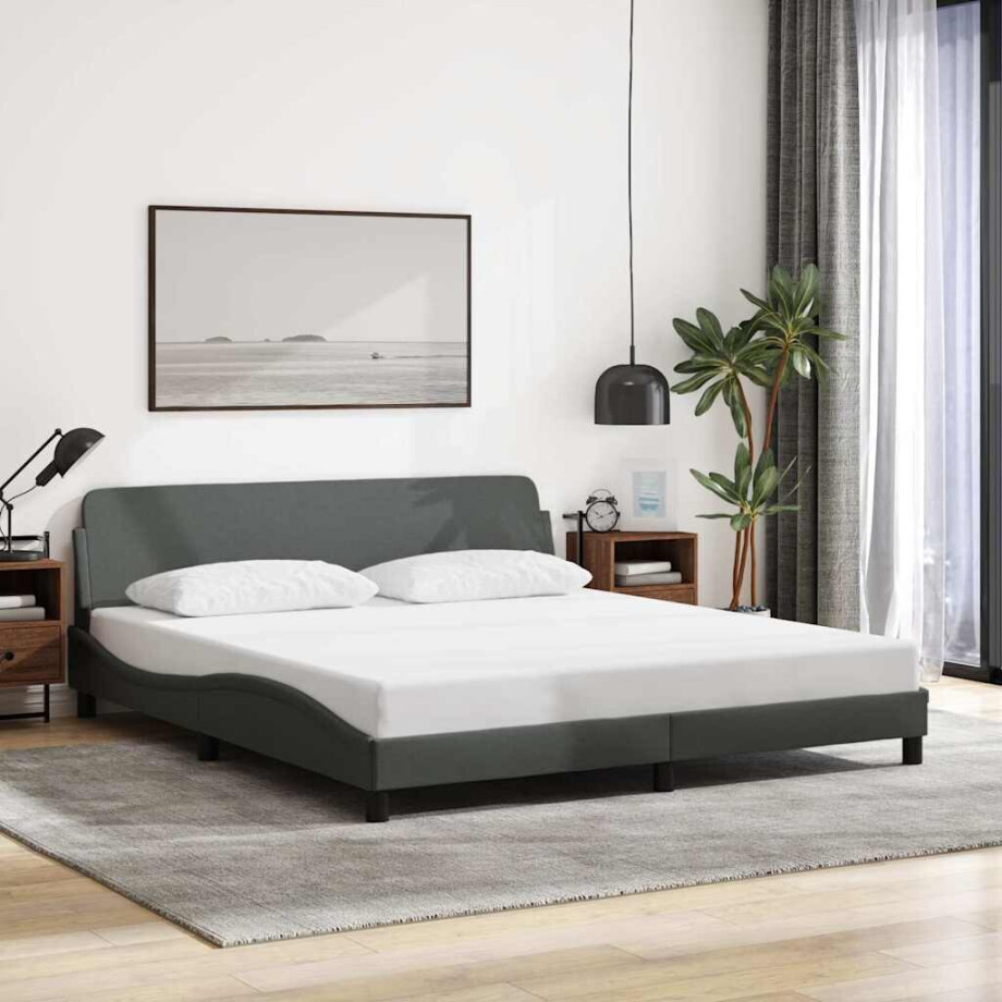 vidaXL Bedframe "Dover" stof donkergrijs 183x213 cm afbeelding 1