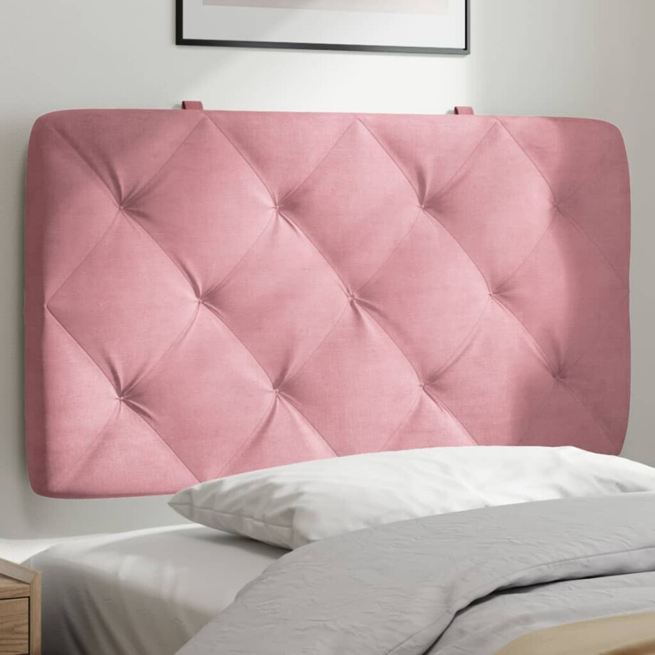 vidaXL Hoofdbordkussen 90 cm fluweel roze afbeelding 1
