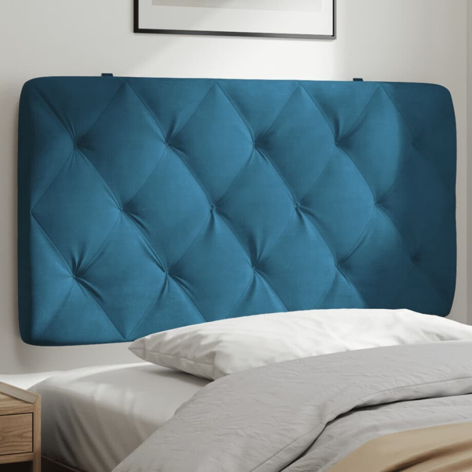 vidaXL Hoofdbordkussen 100 cm fluweel blauw afbeelding 1