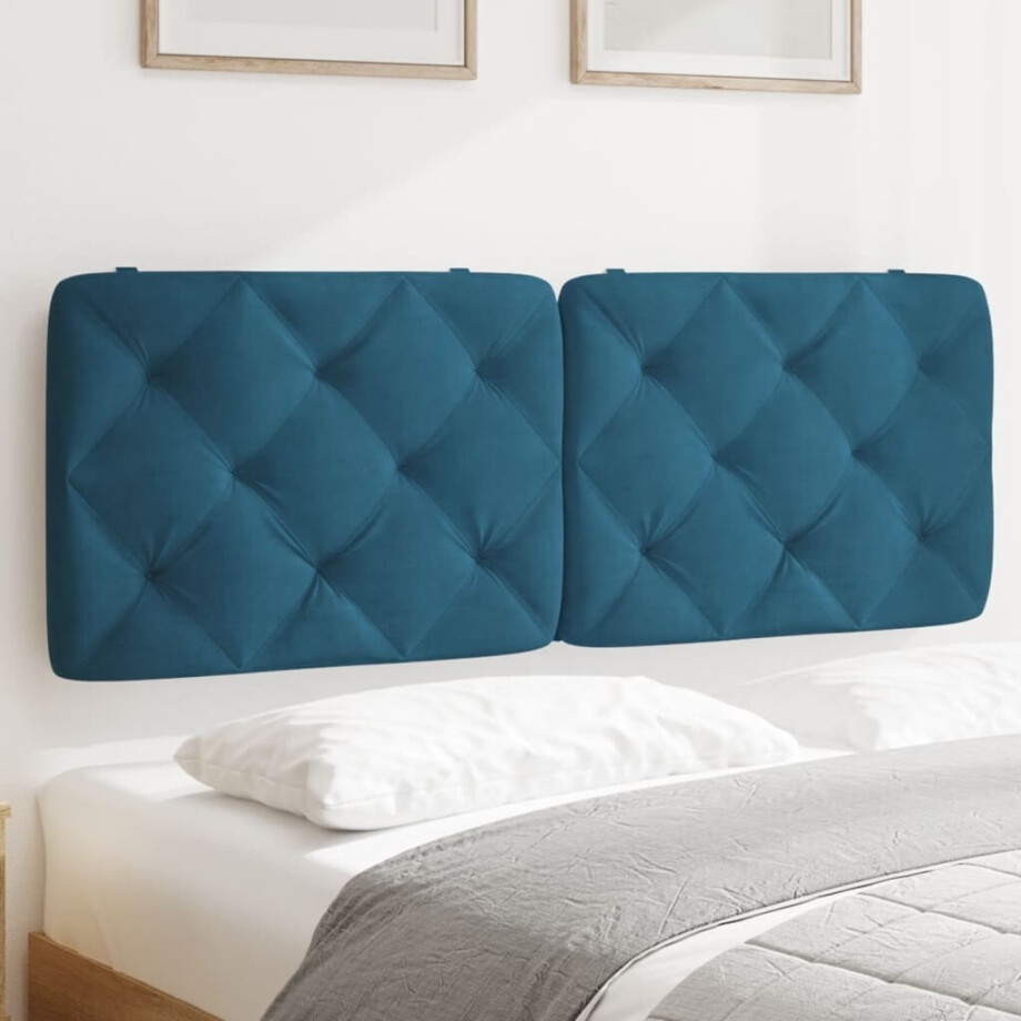 vidaXL Hoofdbordkussen 140 cm fluweel blauw afbeelding 1