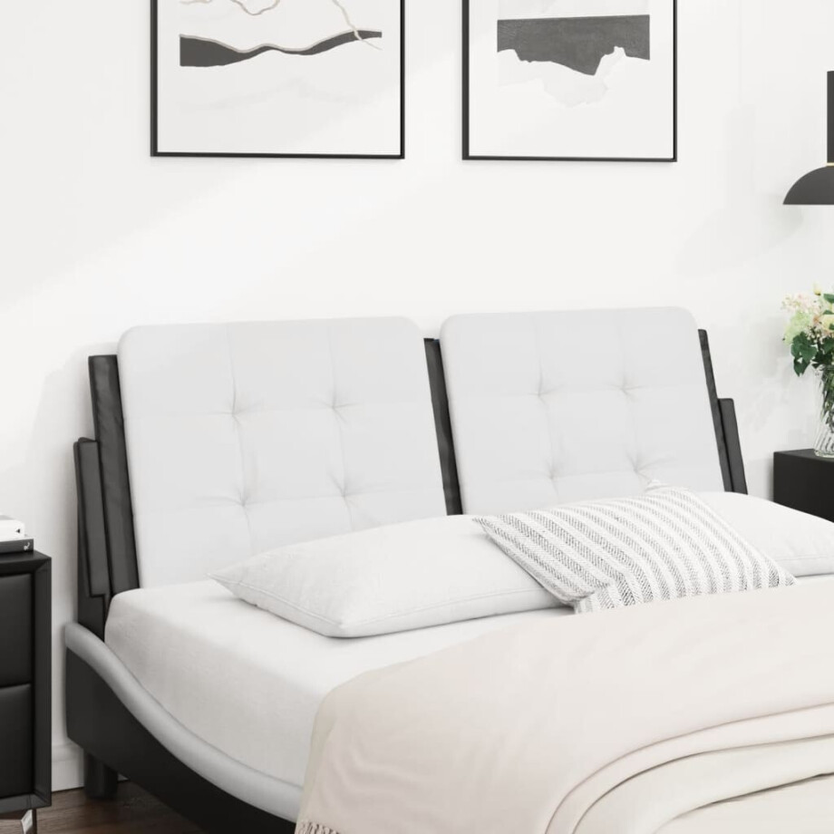 vidaXL Hoofdbordkussen "Zadar" 137 cm kunstleer wit en zwart afbeelding 1