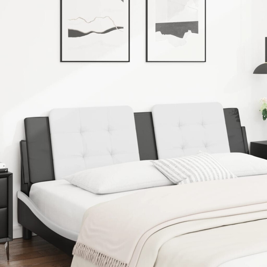 vidaXL Hoofdbordkussen "Zadar" 183 cm kunstleer wit en zwart afbeelding 1