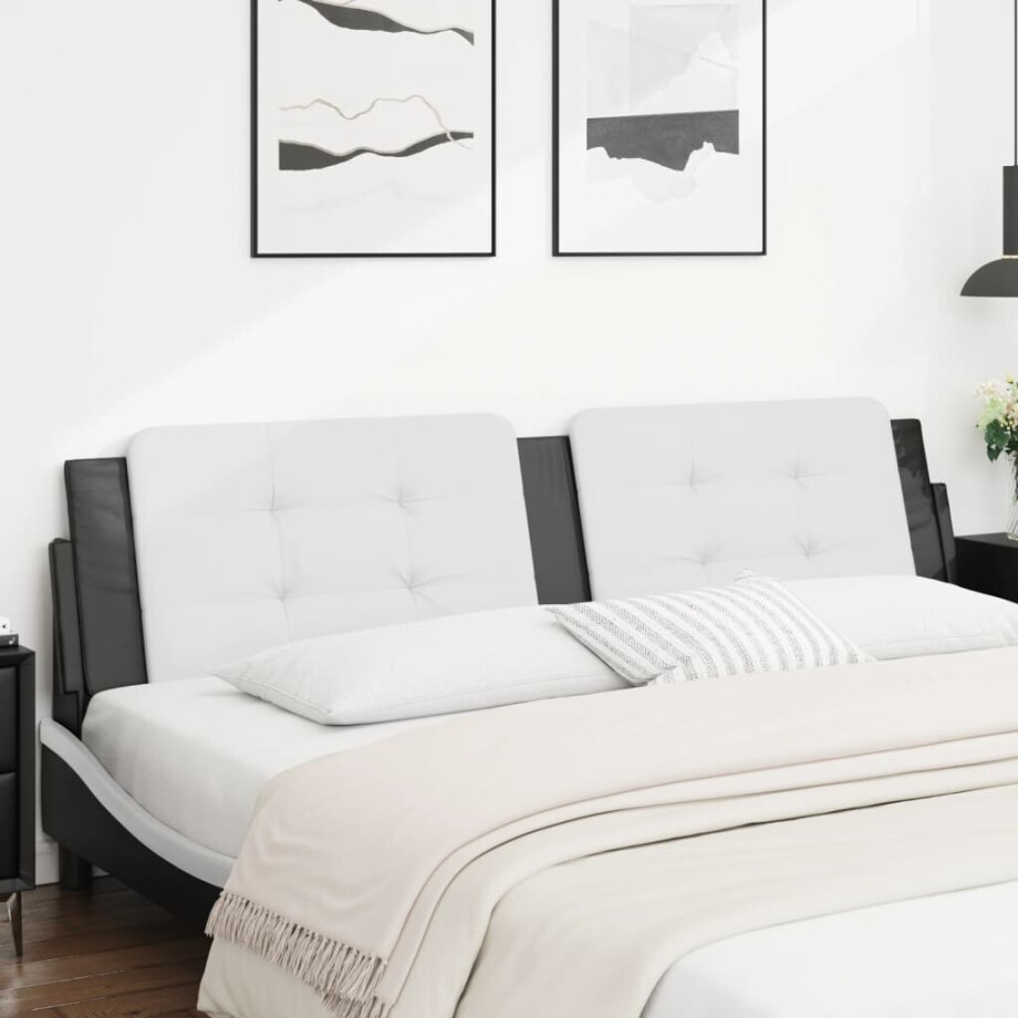 vidaXL Hoofdbordkussen "Zadar" 193 cm kunstleer wit en zwart afbeelding 1