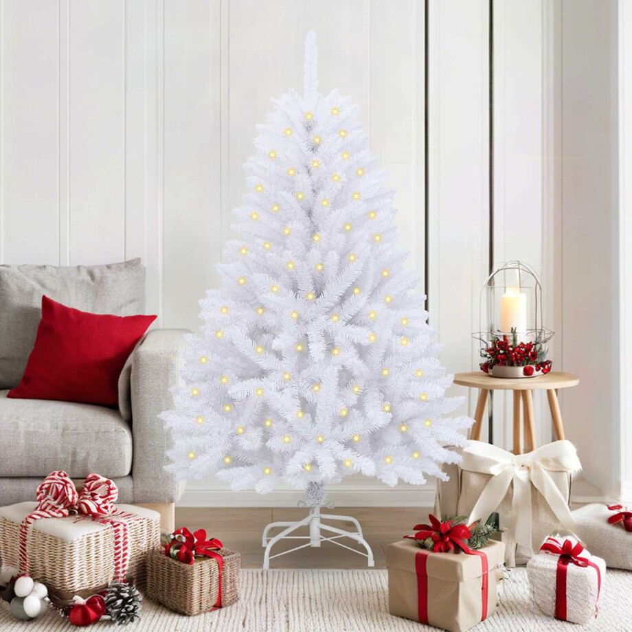 vidaXL Kunstkerstboom met 150 LED Wit 150 cm PVC en Metaal afbeelding 1
