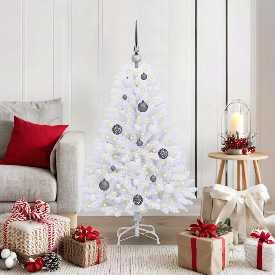 vidaXL Kunstkerstboom Wit 68 x 68 x 120 cm PVC en Metaal afbeelding 1