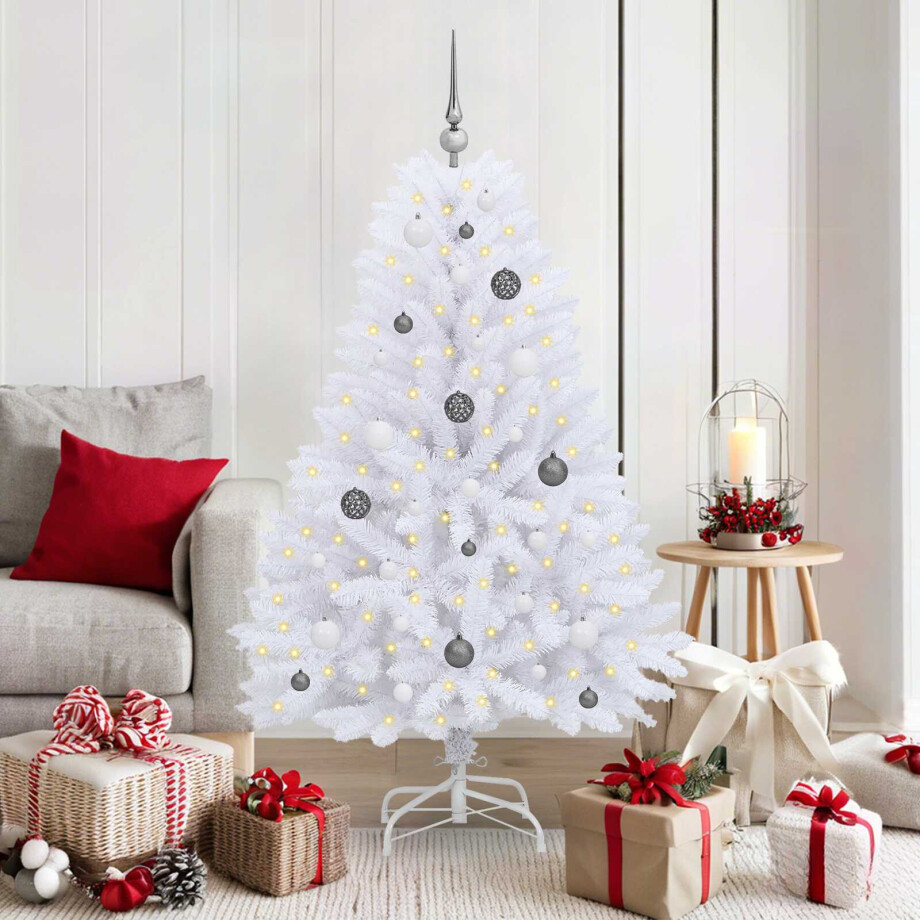 vidaXL Kunstkerstboom Wit 80 x 80 x 150 cm PVC en Metaal afbeelding 1