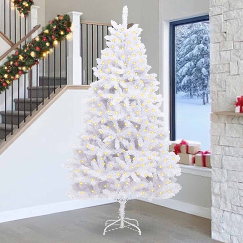 vidaXL Kunstkerstboom met 300 LED Wit 270 cm PVC en Metaal afbeelding 1