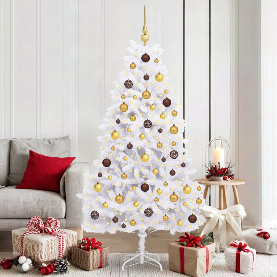 vidaXL Kunstkerstboom Wit 90 x 90 x 180 cm PVC en Metaal afbeelding 1