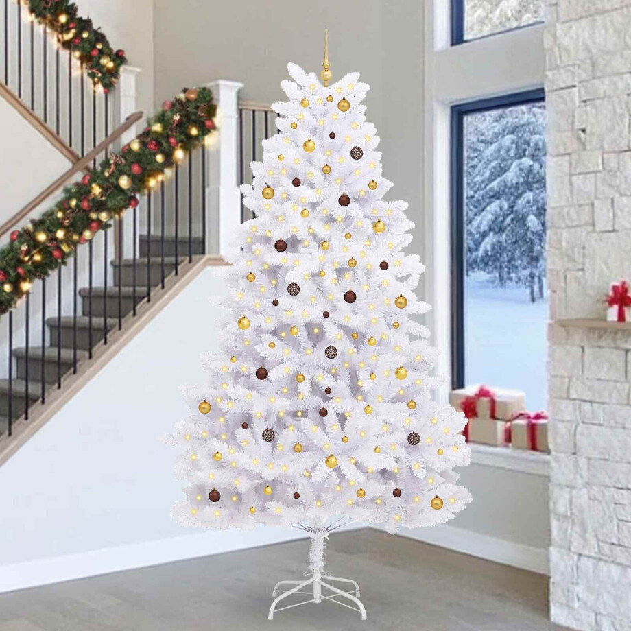 vidaXL Kunstkerstboom Wit 138 x 138 x 300 cm PVC en Metaal afbeelding 1