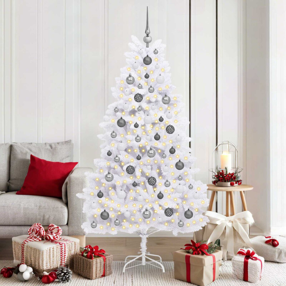 vidaXL Kunstkerstboom Wit 90 x 90 x 180 cm PVC en Metaal afbeelding 1