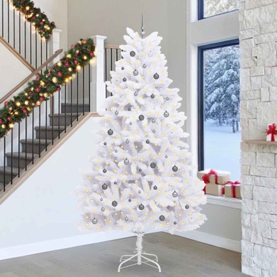 vidaXL Kunstkerstboom Wit 138 x 138 x 300 cm PVC en Metaal afbeelding 1