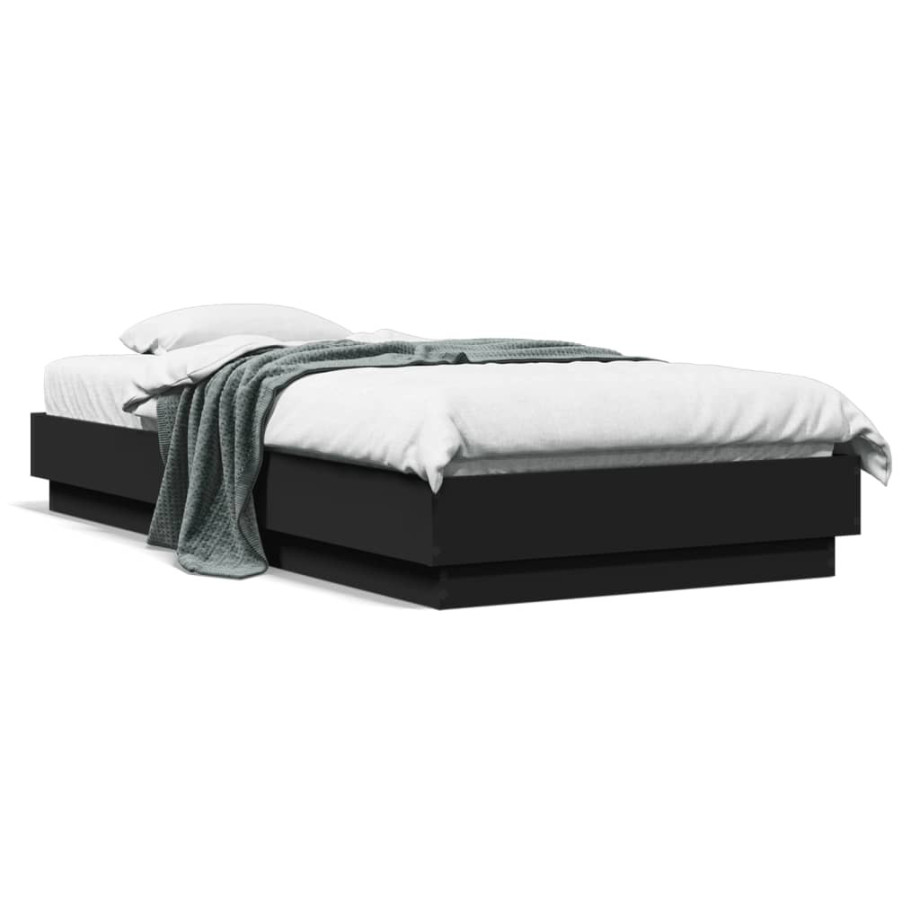 vidaXL Bedframe met LED-verlichting zwart 75x190 cm afbeelding 1