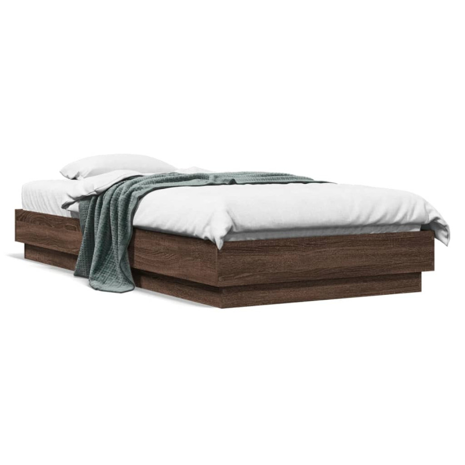 vidaXL Bedframe met LED-verlichting bruin eikenkleurig 75x190 cm afbeelding 1