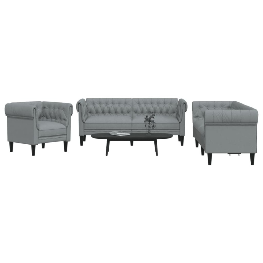 vidaXL 3-delige Loungeset stof lichtgrijs vidaXL 3-delige Loungeset stof lichtgrijs afbeelding 1