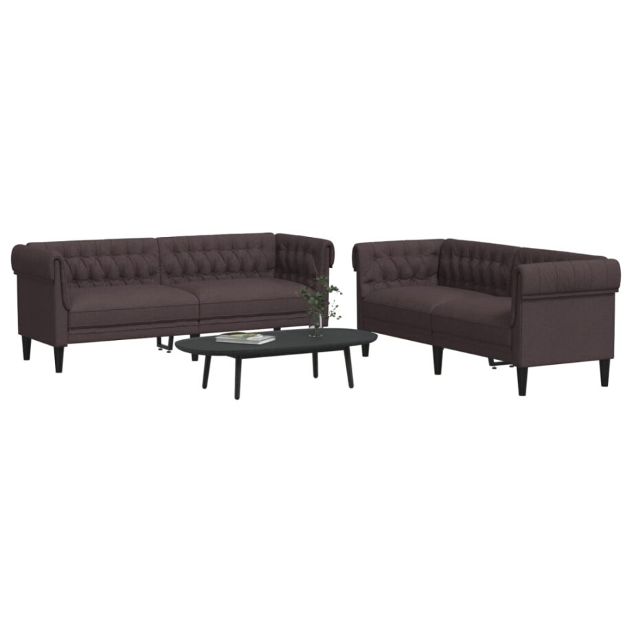 vidaXL 2-delige Loungeset stof donkerbruin vidaXL 2-delige Loungeset stof donkerbruin afbeelding 1