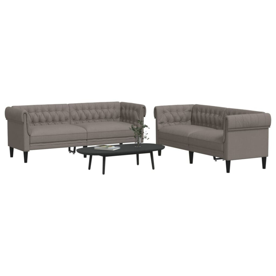 vidaXL 2-delige Loungeset stof taupe vidaXL 2-delige Loungeset stof taupe afbeelding 1