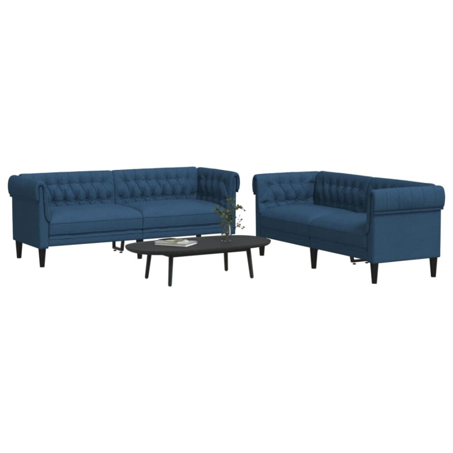 vidaXL 2-delige Loungeset stof blauw vidaXL 2-delige Loungeset stof blauw afbeelding 1