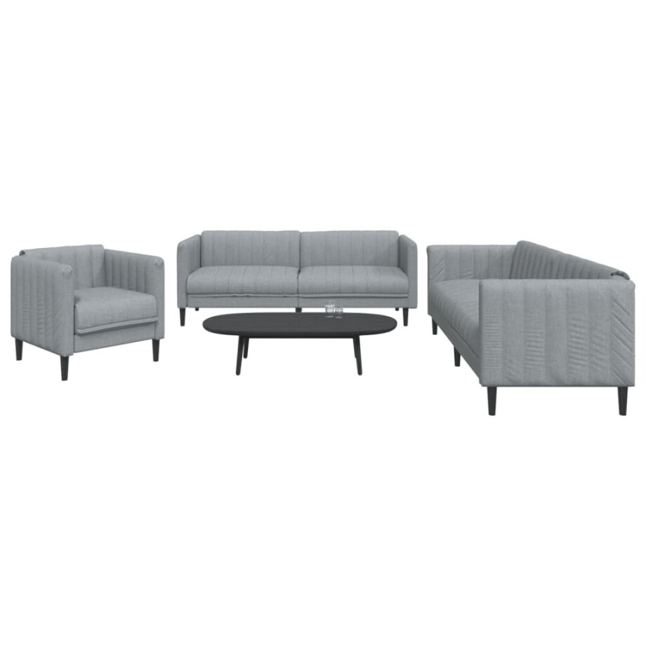 vidaXL 3-delige Loungeset stof lichtgrijs vidaXL 3-delige Loungeset stof lichtgrijs afbeelding 1