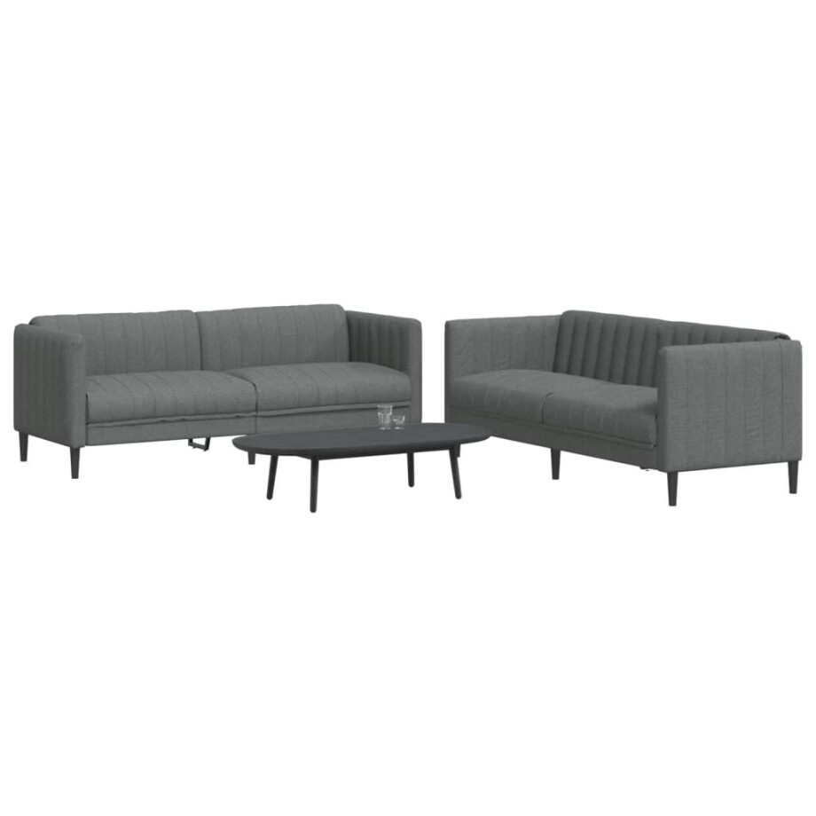 vidaXL 2-delige Loungeset stof donkergrijs afbeelding 1