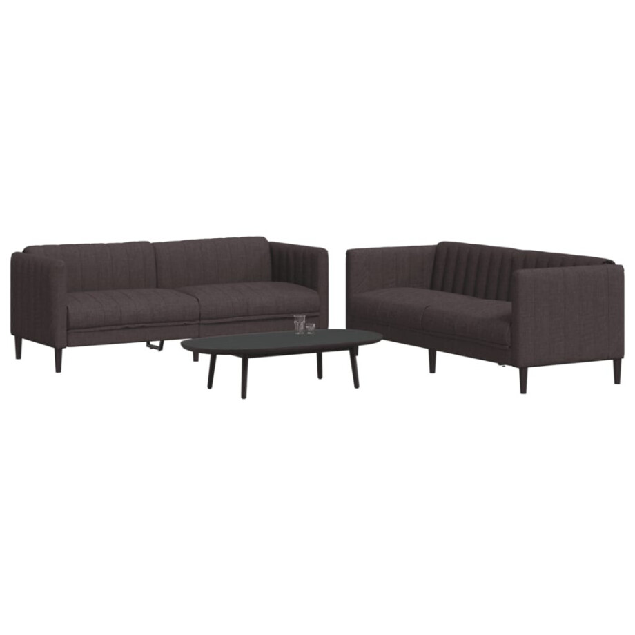 vidaXL 2-delige Loungeset stof donkerbruin vidaXL 2-delige Loungeset stof donkerbruin afbeelding 1