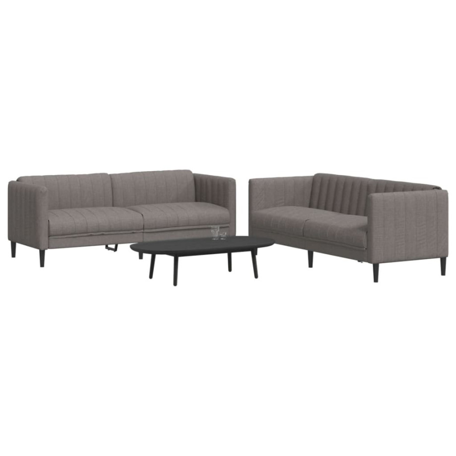 vidaXL 2-delige Loungeset stof taupe afbeelding 1