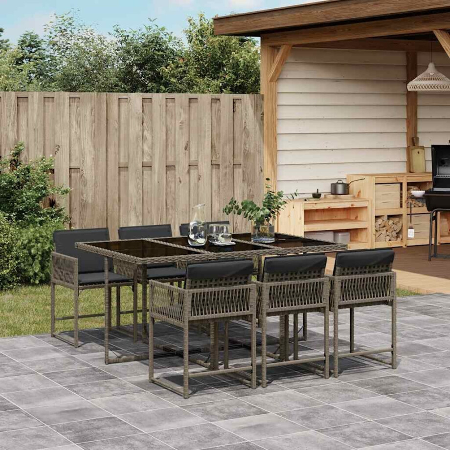 vidaXL 7-delige Tuinset met kussens poly rattan grijs vidaXL 7-delige Tuinset met kussens poly rattan grijs afbeelding 1