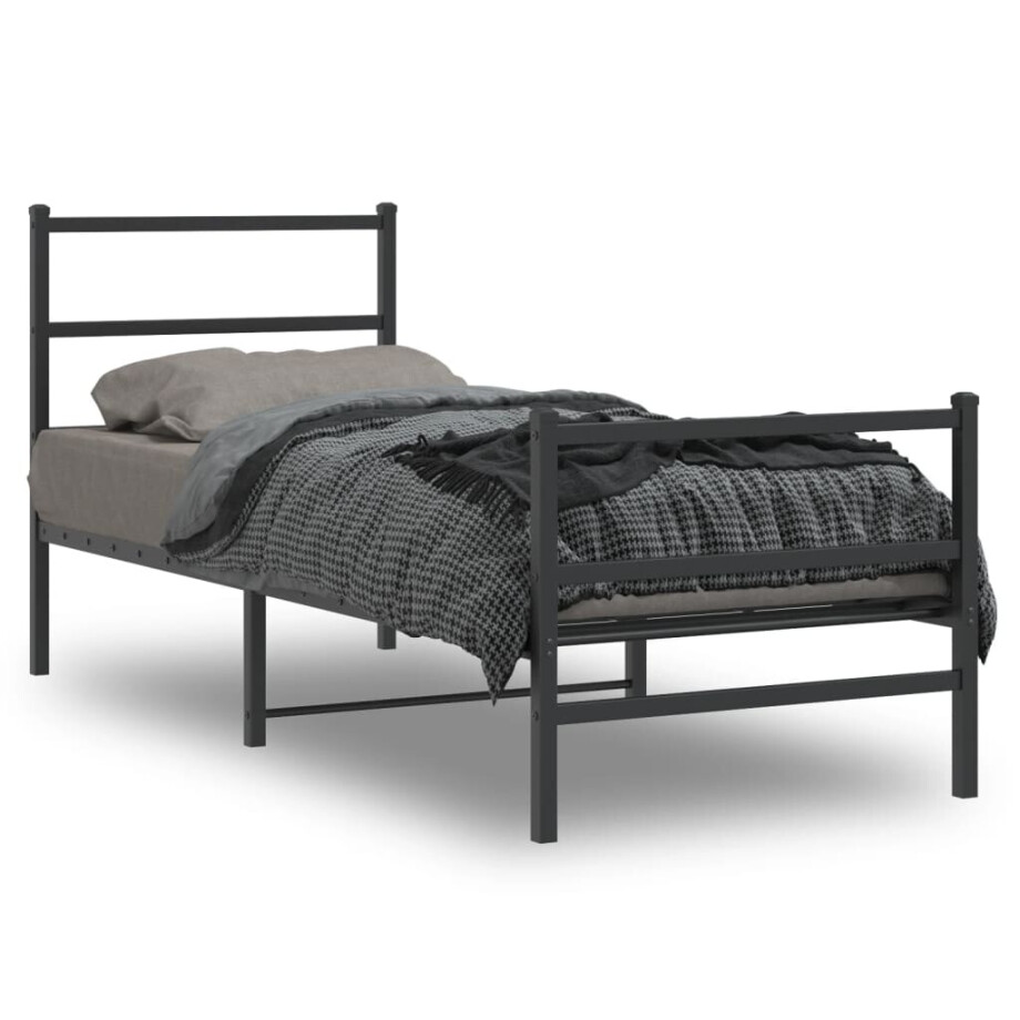 vidaXL Bedframe met hoofd- en voeteneinde metaal zwart 80x200 cm vidaXL Bedframe met hoofd- en voeteneinde metaal zwart 80x200 cm afbeelding 1