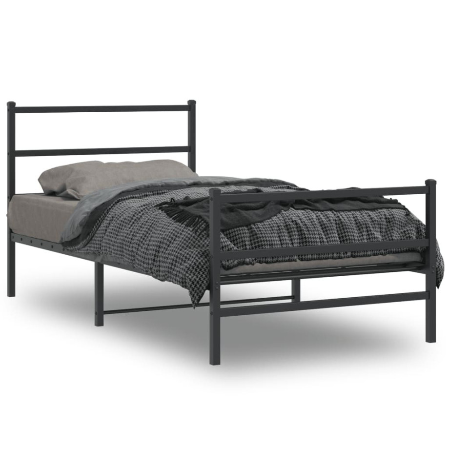 vidaXL Bedframe met hoofd- en voeteneinde metaal zwart 100x190 cm vidaXL Bedframe met hoofd- en voeteneinde metaal zwart 100x190 cm afbeelding 1