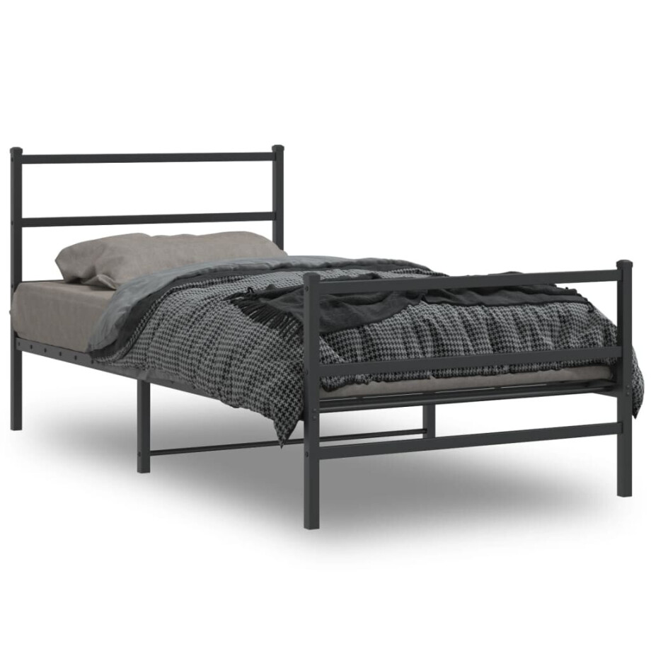 vidaXL Bedframe met hoofd- en voeteneinde metaal zwart 107x203 cm vidaXL Bedframe met hoofd- en voeteneinde metaal zwart 107x203 cm afbeelding 1