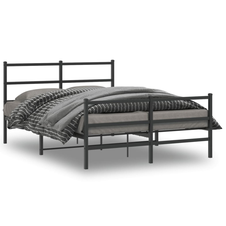 vidaXL Bedframe met hoofd- en voeteneinde metaal zwart 135x190 cm vidaXL Bedframe met hoofd- en voeteneinde metaal zwart 135x190 cm afbeelding 1