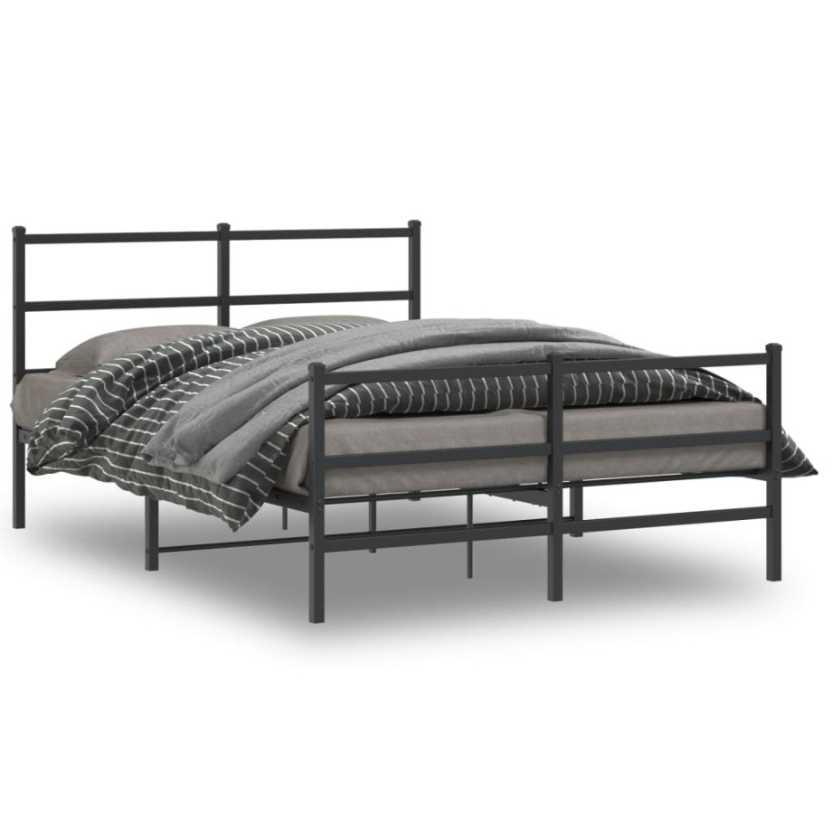 vidaXL Bedframe met hoofd- en voeteneinde metaal zwart 140x200 cm afbeelding 1