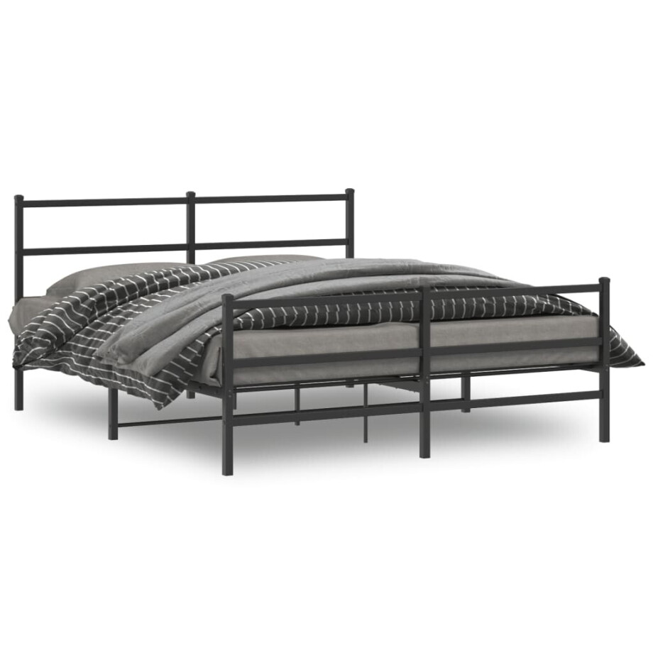 vidaXL Bedframe met hoofd- en voeteneinde metaal zwart 150x200 cm vidaXL Bedframe met hoofd- en voeteneinde metaal zwart 150x200 cm afbeelding 1