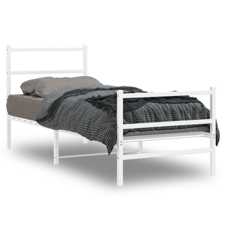 vidaXL Bedframe met hoofd- en voeteneinde metaal wit 80x200 cm vidaXL Bedframe met hoofd- en voeteneinde metaal wit 80x200 cm afbeelding 1