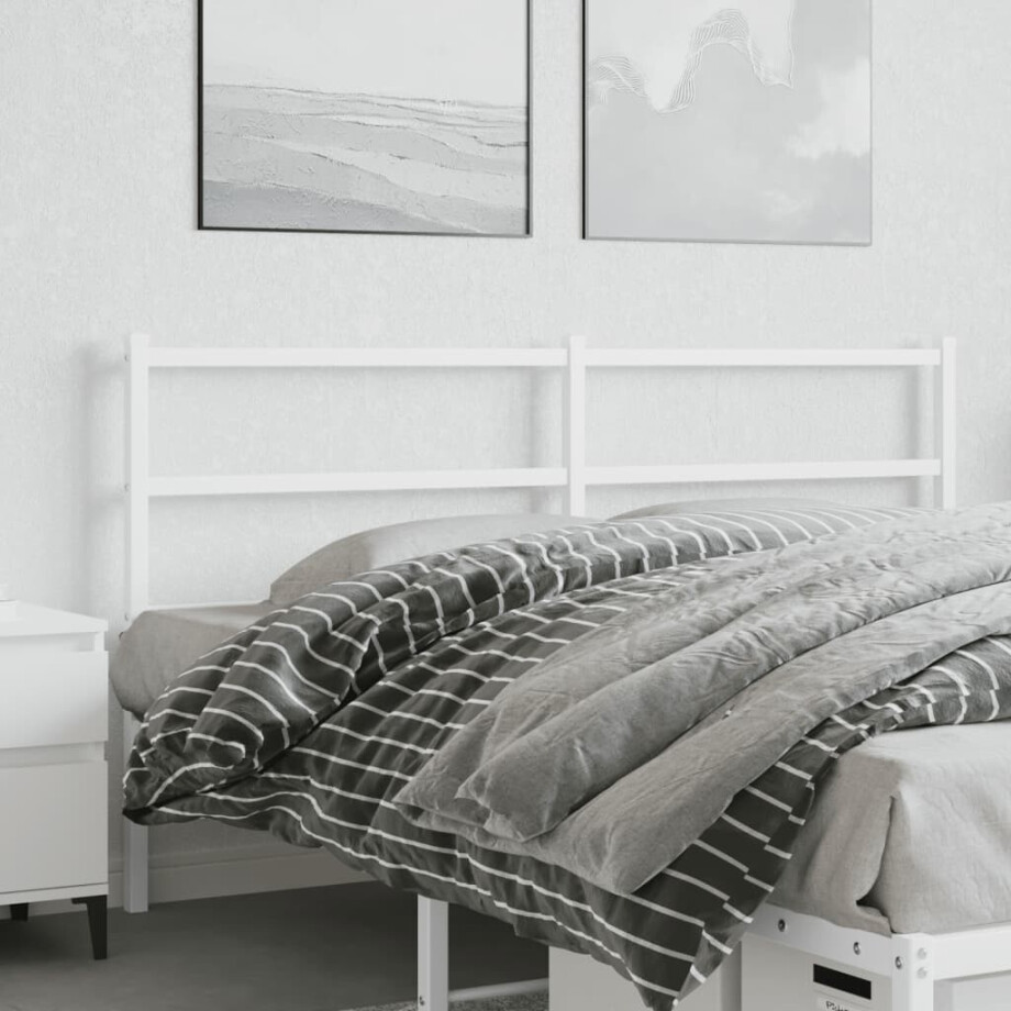 vidaXL Hoofdbord 160 cm metaal wit afbeelding 1