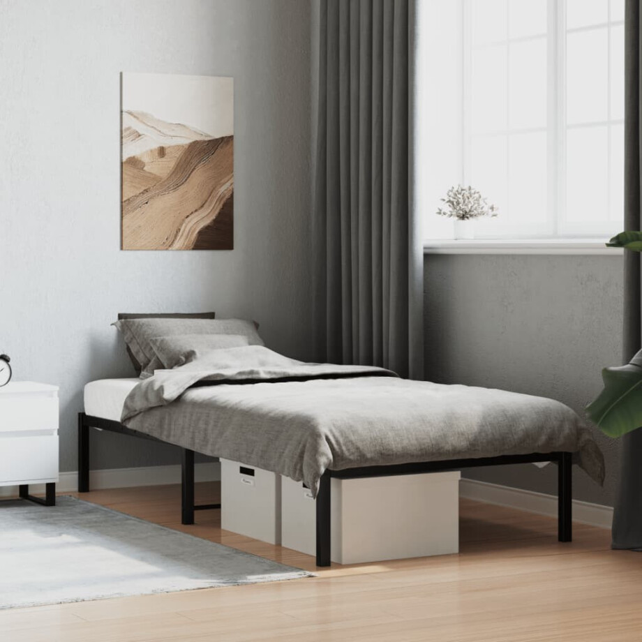 vidaXL Bedframe metaal zwart 90x200 cm afbeelding 1