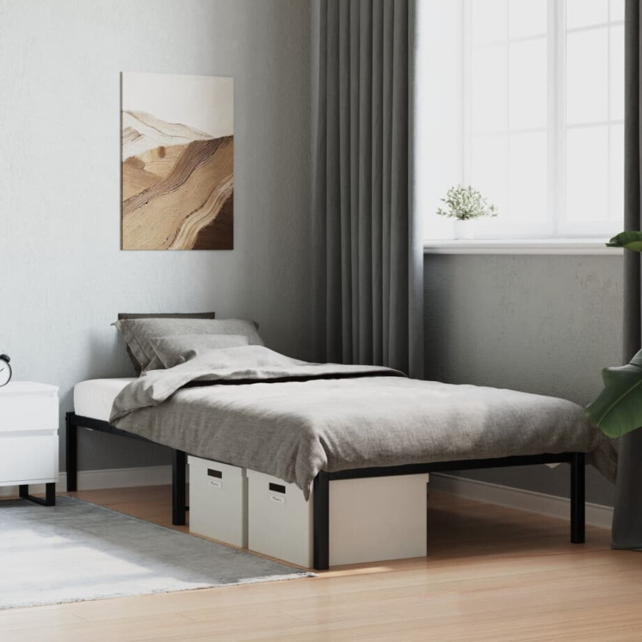 vidaXL Bedframe metaal zwart 100x200 cm vidaXL Bedframe metaal zwart 100x200 cm afbeelding 1
