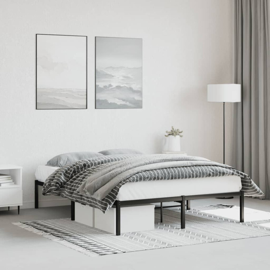 vidaXL Bedframe metaal zwart 140x190 cm afbeelding 1