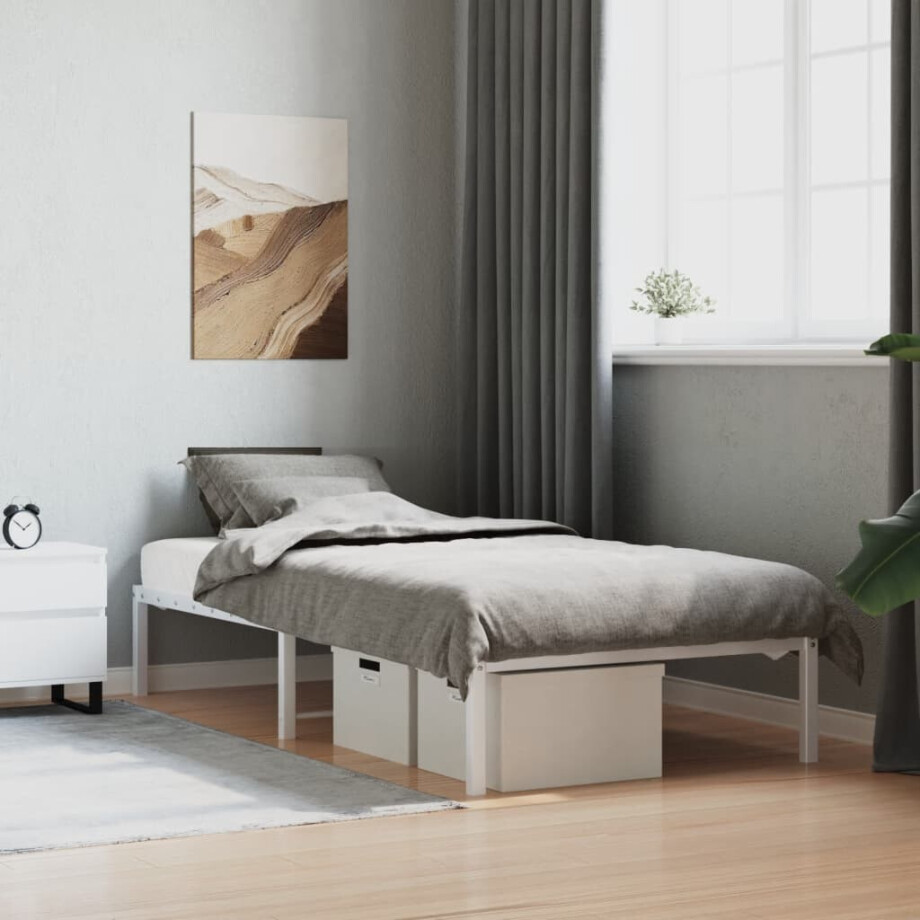 vidaXL Bedframe metaal wit 90x190 cm vidaXL Bedframe metaal wit 90x190 cm afbeelding 1