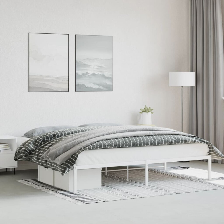 vidaXL Bedframe metaal wit 193x203 cm vidaXL Bedframe metaal wit 193x203 cm afbeelding 1