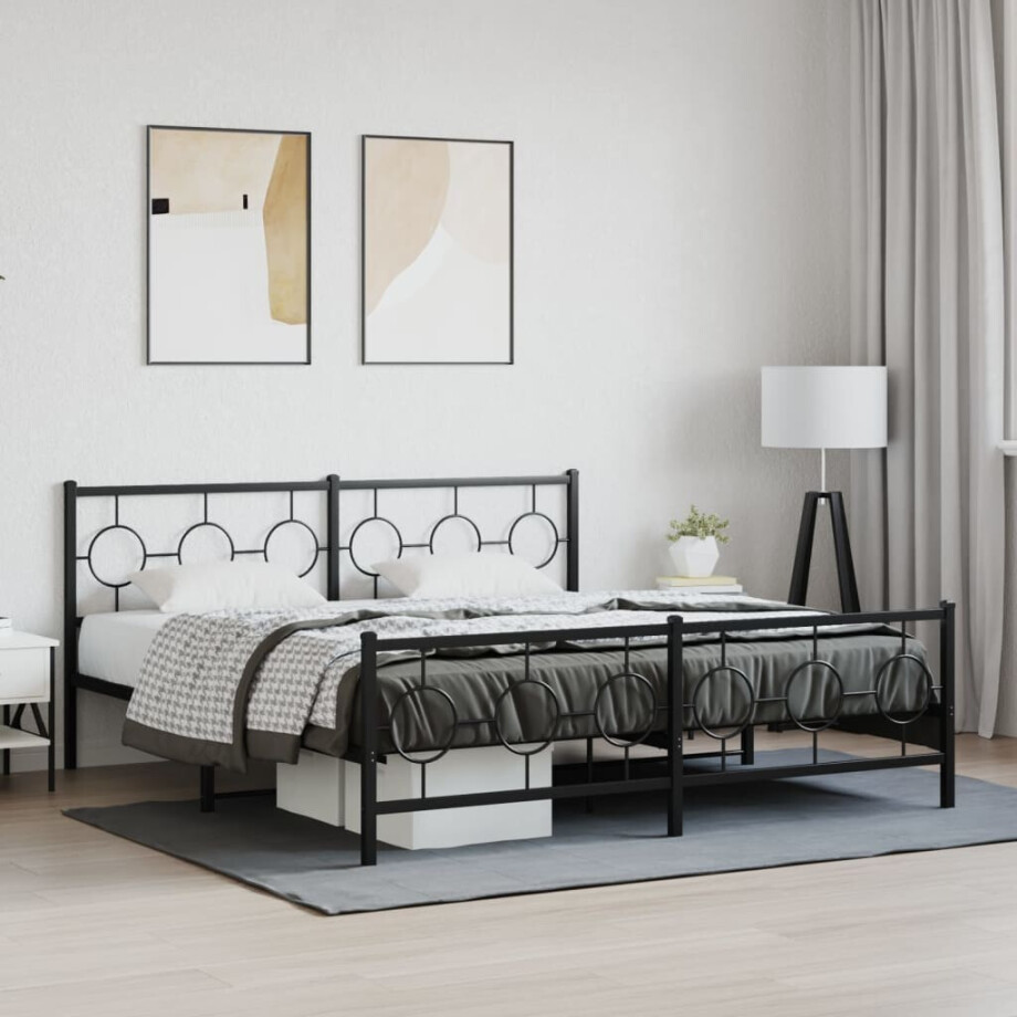vidaXL Bedframe met hoofd- en voeteneinde metaal zwart 183x213 cm vidaXL Bedframe met hoofd- en voeteneinde metaal zwart 183x213 cm afbeelding 1
