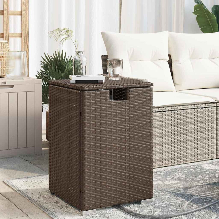 vidaXL Afdekkast voor propaangasfles 40x40x60 cm Poly Rattan bruin afbeelding 1