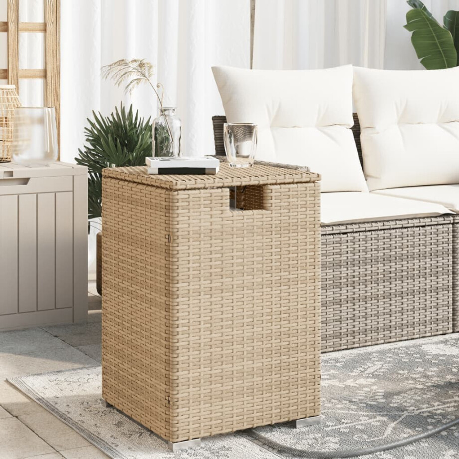 vidaXL Afdekkast voor propaangasfles 40x40x60 cm Poly Rattan beige afbeelding 1